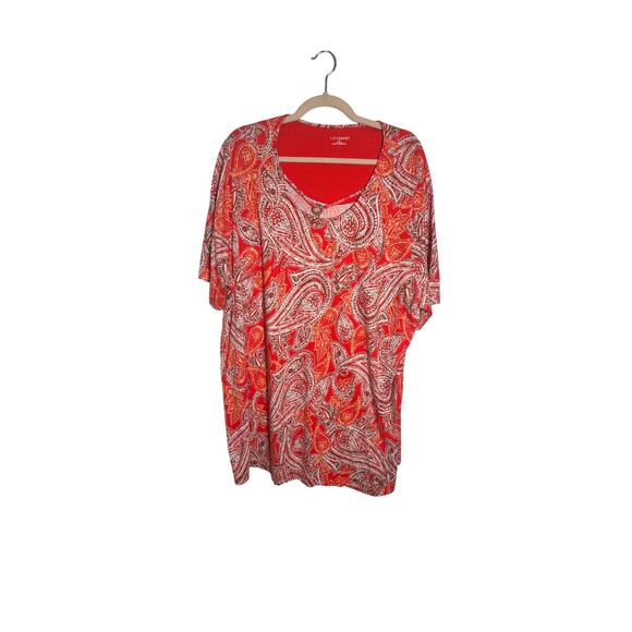 Catherines Plus Size 2X Orange Paisley Print Top Y2k Fall Halloween Festive - Picture 1 of 6
